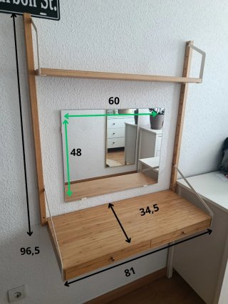 Escritorio Estantería IKEA Svalnas + Espejo