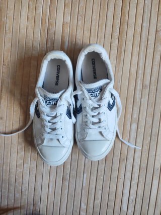 Tenis Converse Piel Blanco Azul Talla 35