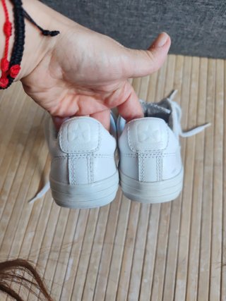 Tenis Converse Piel Blanco Azul Talla 35
