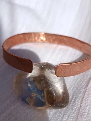 Pulsera artesanal ajustable cobre martillado
