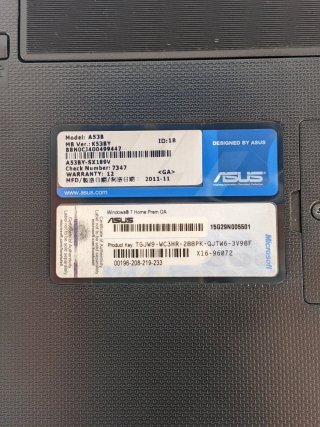 Portátil Asus A53B para piezas