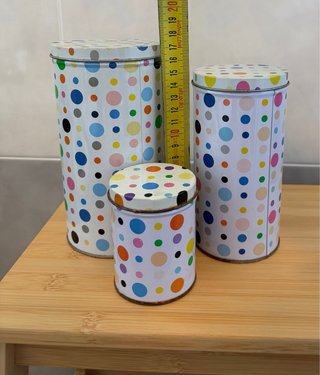 Set 3 Scatole Latta Ikea a Pois