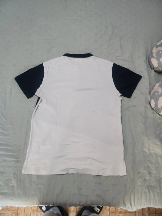 Camisa Polo Lacoste Azul y Blanca