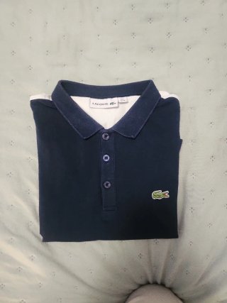 Camisa Polo Lacoste Azul y Blanca