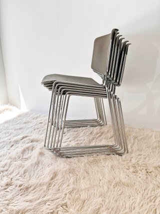 SET DE SEIS SILLAS APILABLES STEELCASE, AÑOS 80