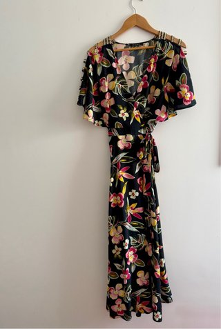 Vestido largo estampado flores