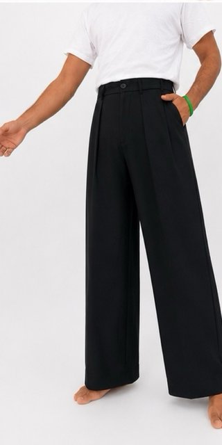 Pantalón ancho plisado estilo japonés | Negro y Be
