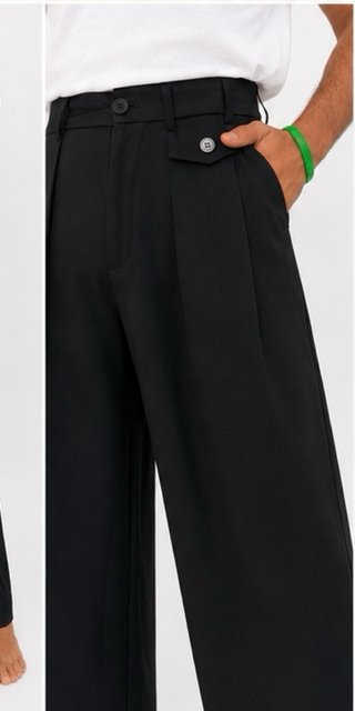 Pantalón ancho plisado estilo japonés | Negro y Be