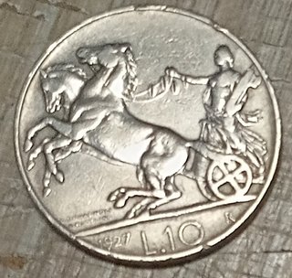 #2200-Una Moneta 10 Lire 1927 Argento Regno Italia