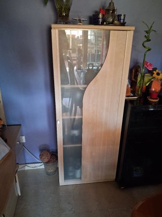 Mueble de salón comedor madera y cristal