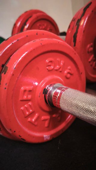 Banco, Barra con pesas  y Mancuernas Gimnasio