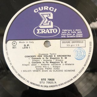 Tartini Concerti per Violino e Orchestra Erato LP