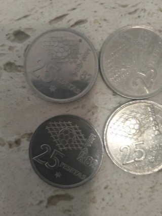 Lote 4 Monedas 25 Pesetas Mundial 1982