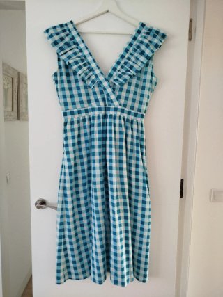 Vestido Fanastica cuadros Vichy azul y blanco