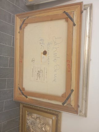 Quadro paesaggio con case e alberi