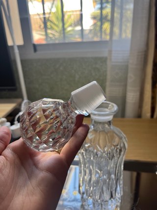 Juego licorera y vasos cristal grueso