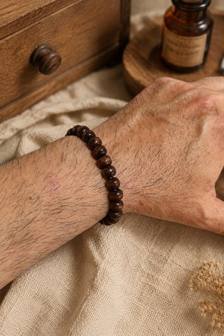 Lote 3 bracciali in pelle e perline da uomo