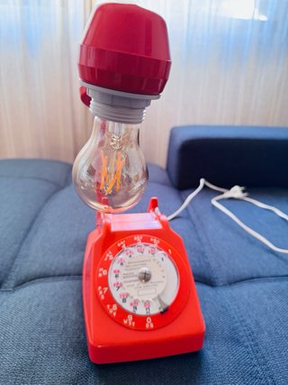 Lámpara Teléfono Antiguo Francés Roja