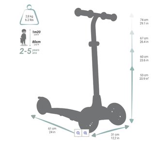 Patinete 3 Ruedas Decathlon Oxelo CON LUCES LED