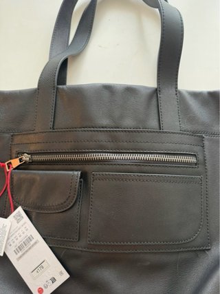 Bolso Tote Piel Zara SPRLS Unisex Negro