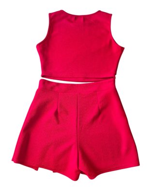Conjunto Top y Falda Pantalón Rojo Talla S