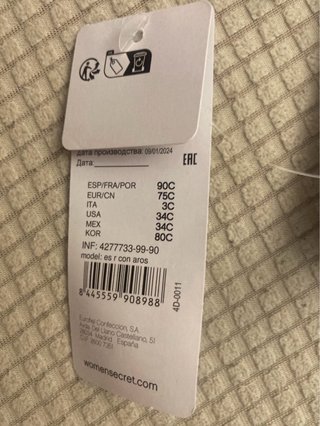 Sujetador Women'Secret 90C con etiqueta