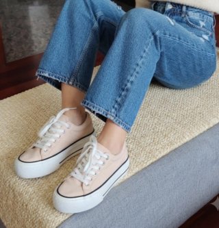 Tenis Lefties plataforma rosa talla 35