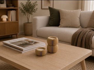 Portavelas decorativo beige