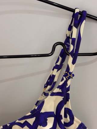 Bañador señora estampado morado y blanco
