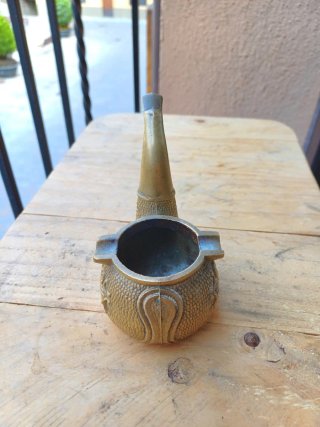 Antiguo Cenicero Pipa Metal Fundido