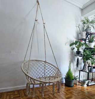 Silla Colgante Tejida Beige