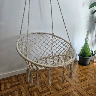 Silla Colgante Tejida Beige
