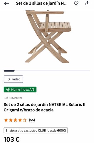 Silla plegable de madera