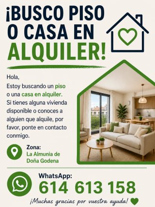 Casa o piso para familia de 3 personas
