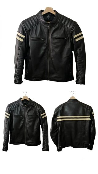 Chaqueta Moto Cuero Estilo Cafe Racer Vintage