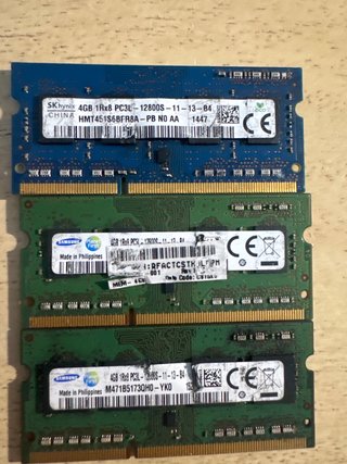 Lote 3 Memorias RAM DDR3L 4GB Portátil