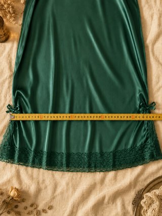 Camisón satén verde con encaje