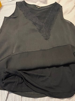 Blusa Massimo Dutti Negra Encaje Doble capa