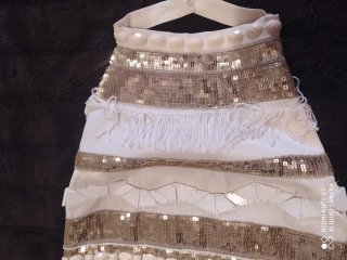 Vestido Arrogante Cat plateado y blanco
