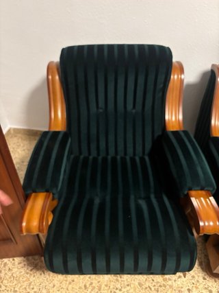 Sofá 3 plazas y 2 butacas madera y terciopelo