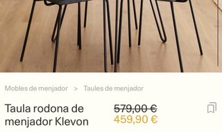 Mesa Redonda Klevon 120cm Hannun+4sillas de regalo