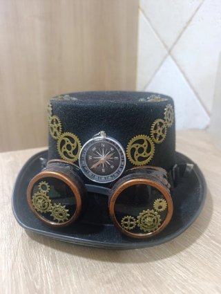 Sombrero Steampunk con Gafas y Brújula