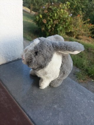Peluche Conejo Gris y Blanco