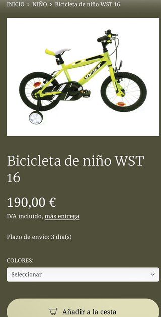 Bicicleta WST infantil azul
