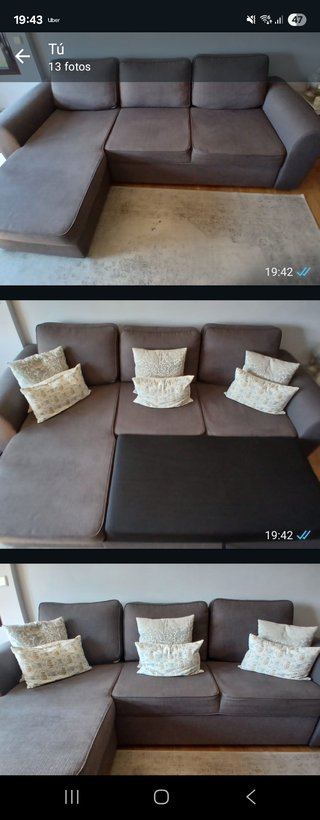 Sofá chaise longue Conforama gris