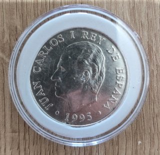 Moneda Plata Carlos I Rey de España 1995