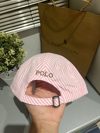 Gorra Polo Ralph Lauren Rayas Rosas y Blancas