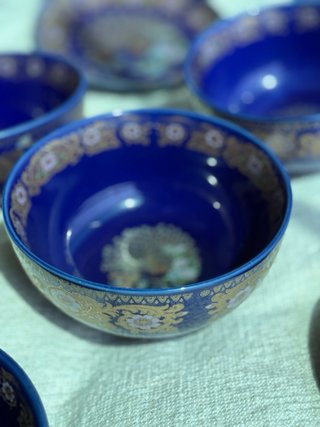 Juego de Porcelana Taous Azul y Dorado
