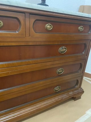 Mueble recibidor madera y mármol