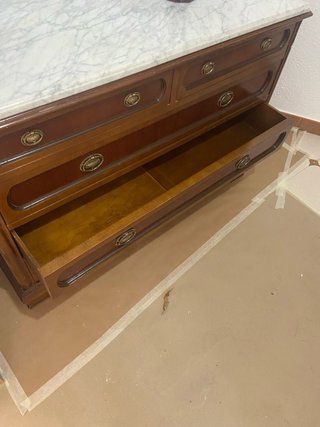 Mueble recibidor madera y mármol